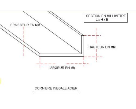 FER CORNIERE INEGALE ACIER 150 X 90 X 11MM NOIR S235