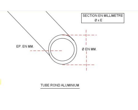TUBE ALUMINIUM ROND Ø 50 X 2 QUALITE 6060