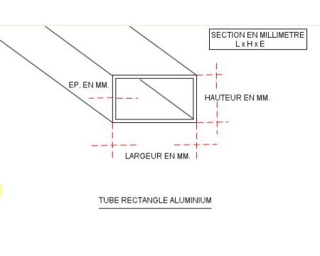 TUBE ALUMINIUM RECTANGLE 40 X 20 X 2 QUALITE 6060