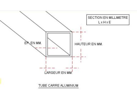 TUBE ALUMINIUM CARRE 30 X 30 X 2 QUALITE 6060