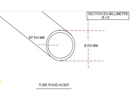 TUBE ROND Ø 48.3 X 2.5 CREUX ACIER NOIR