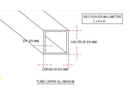 TUBE ALUMINIUM CARRE 20 X 20 X 1.5 QUALITE 6060