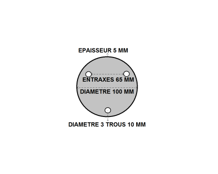 Platine ronde percée 100 x 5