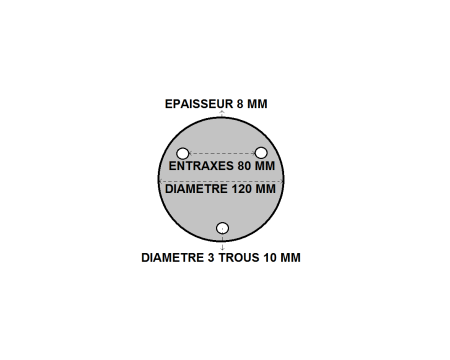 Platine ronde percée 120 x 8