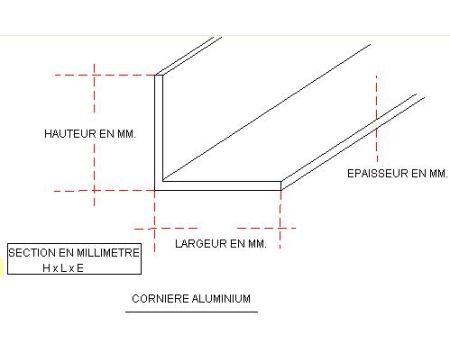 CORNIERE ALUMINIUM 60 X 40 X 4 QUALITE 6060