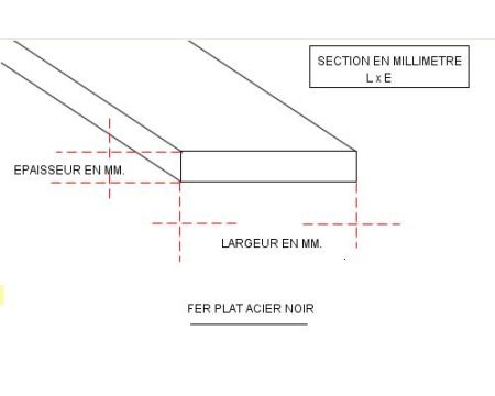 FER PLAT ACIER 20 X 6 NOIR S235