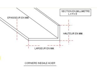 FER CORNIERE INEGALE ACIER 80 X 60 X 7 MM NOIR S235