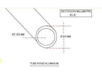 TUBE ALUMINIUM ROND Ø 25 X 2 QUALITE 6060