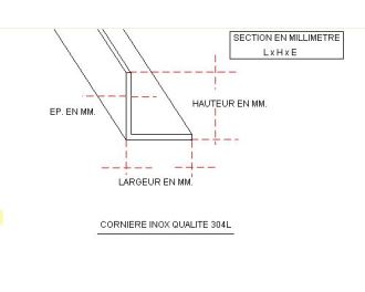 FER CORNIERE INOX 25 X 25 X 3 QUALITE 304L