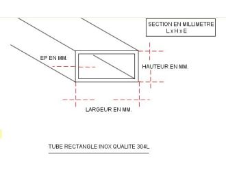 TUBE INOX RECTANGLE 60 X 40 X 2 QUALITE DECO 304L