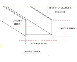 U P.A.F. 30 X 60 X 30 X 3 ACIER NOIR