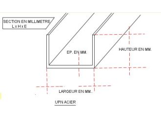 U P.A.F. 50 X 50 X 50 X 3 ACIER NOIR