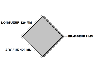 Platine acier 120x120x8 sans percage