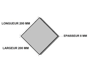 Platine acier 200x200x8 sans percage